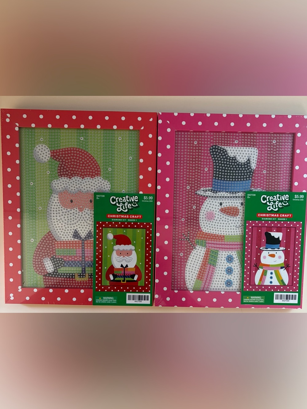 Hobby Lobby Diamond Art Painting SOLD OUT Santa & PINK Snowman Christmas 2026